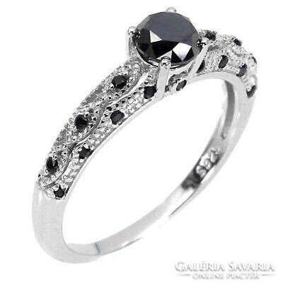 Csak most!! Valódi modern fekete gyémánt ezüstgyűrű Garanciával, szamlával!