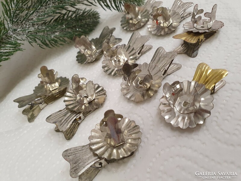 10 old metal candle clips