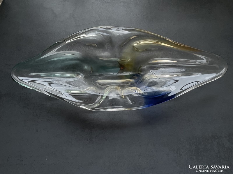 Csodás cseh művészi üveg asztalközép, kínáló