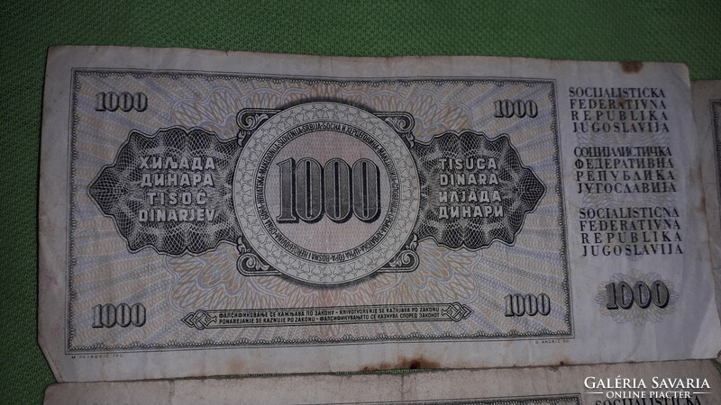 Old Yugoslavia 1000 dinar paper money 2 x 1974 - 3 x 1981 - 5 in one according to the pictures 2