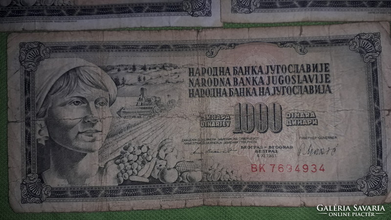 Old Yugoslavia 1000 dinars paper money 1 x 1978 - 4 x 1981 - 5 in one according to the pictures 4
