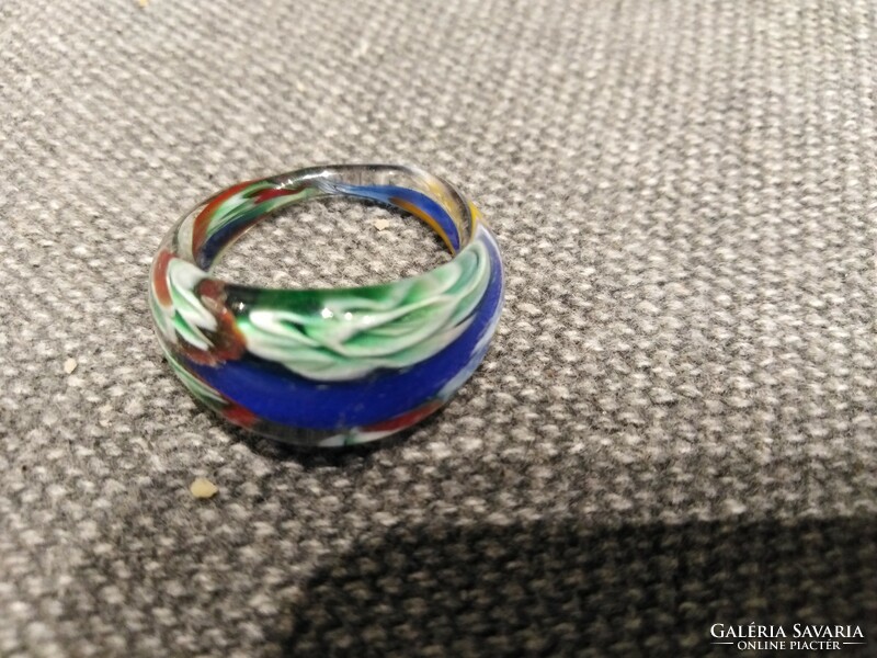 Kézműves üveg gyűrű -  muránói jelleggel