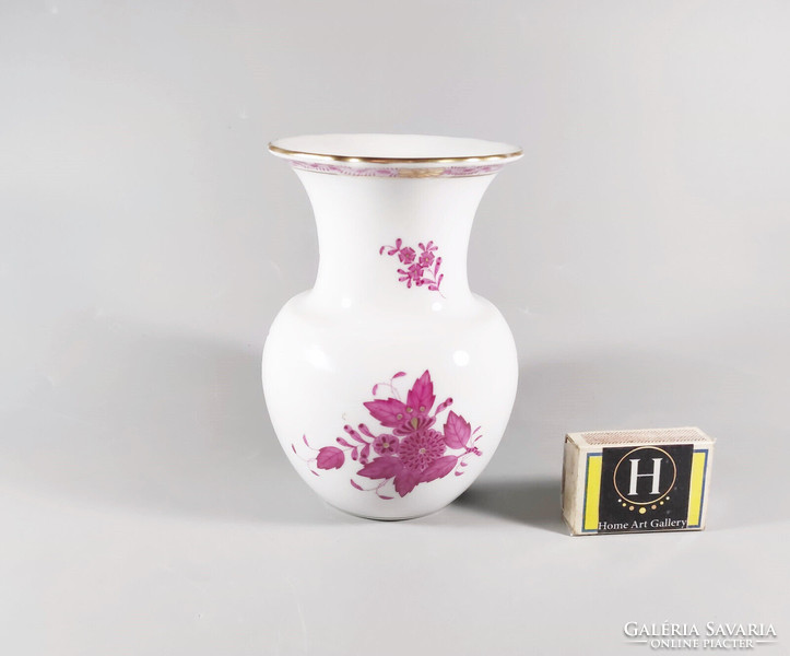 Herend, purple Appony pattern vase, hand-painted porcelain, flawless (j335)