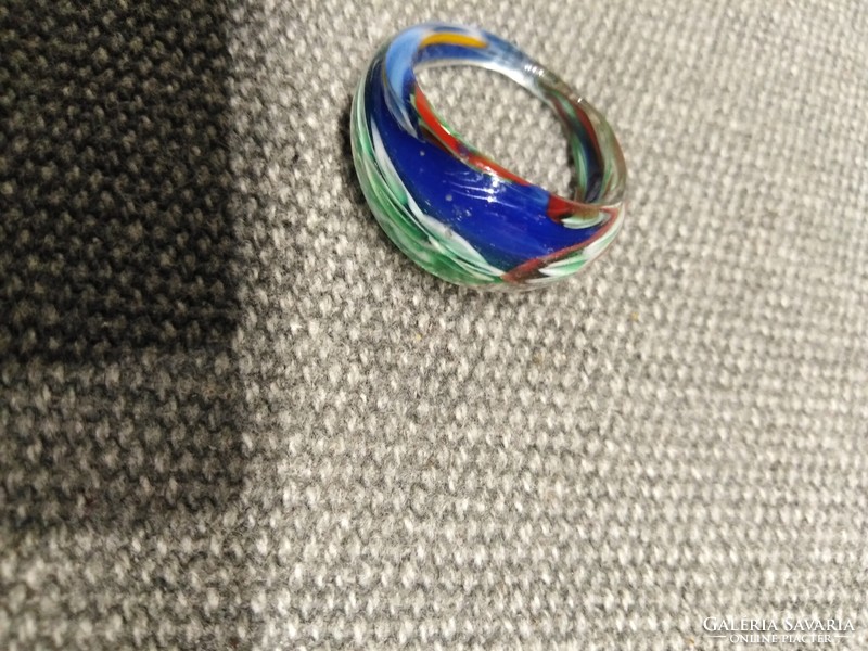 Kézműves üveg gyűrű -  muránói jelleggel