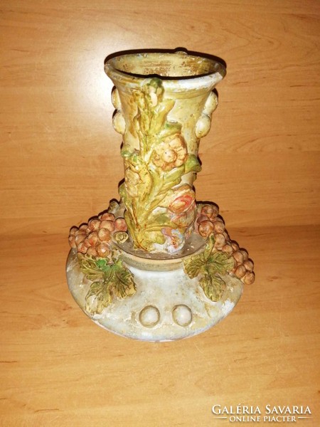 Régi kerámia váza szőlő mintával - 25 cm magas (39/d)