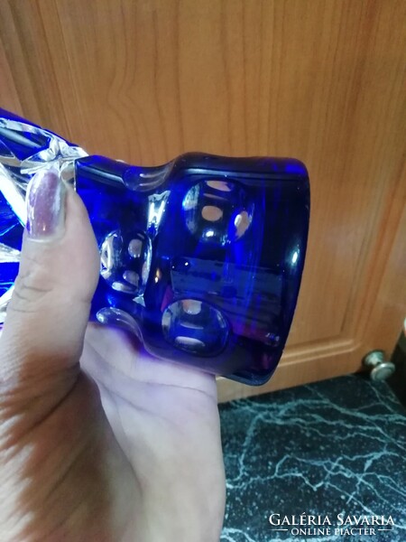 Antique Biedermeier crystal vase in cobalt blue in perfect condition