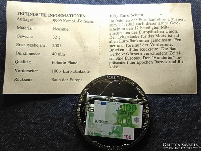 Németország Európai valuták 2002 32g 40mm emlékérem (id79147)