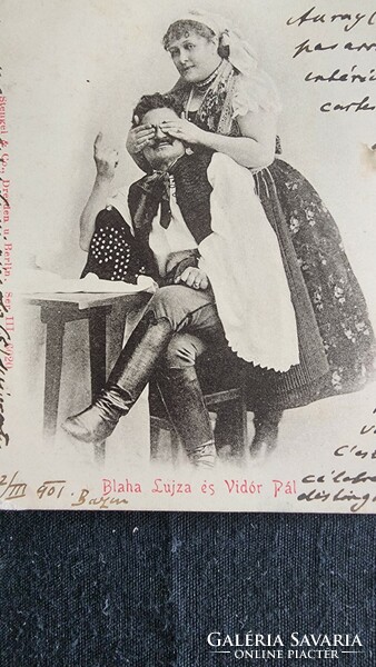 1901 BLAHA LUJZA NEMZET CSALOGÁNYA SZINÉSZNŐ SZÍMŰVÉSZ + VIDOR PÁL KORABELI ÉS EREDETI FOTÓ LAP