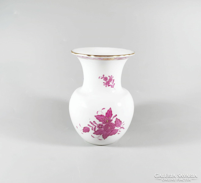 Herend, purple Appony pattern vase, hand-painted porcelain, flawless (j335)