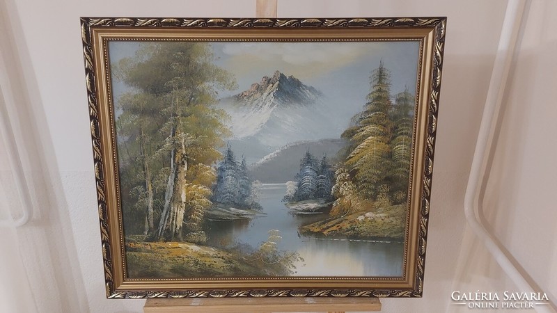 (K) Tájkép festmény 67x58 cm kerettel