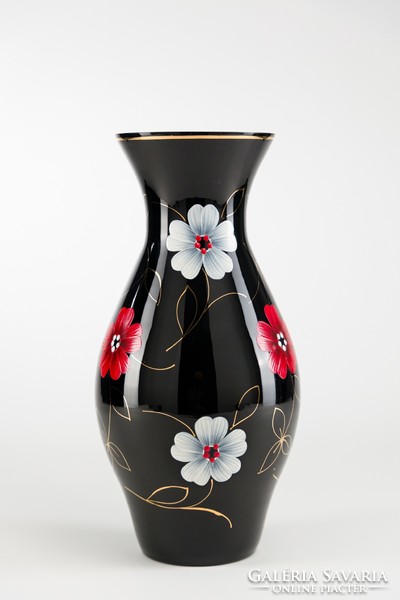 Glass vase, hand painted, gilded, large size, beautiful.
