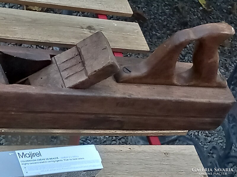 Antique carpentry tool, solid wood carpentry plane, 1894. From year
