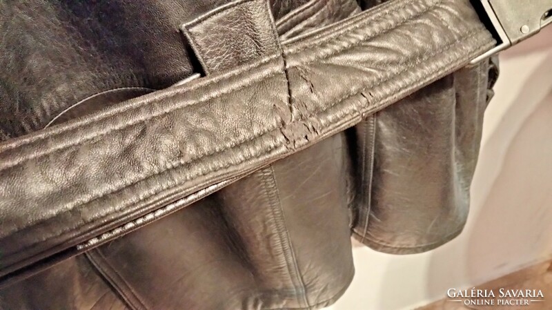 Férfi valódi bőr kabát kivehető szőrme béléssel – L – pontos méréssel