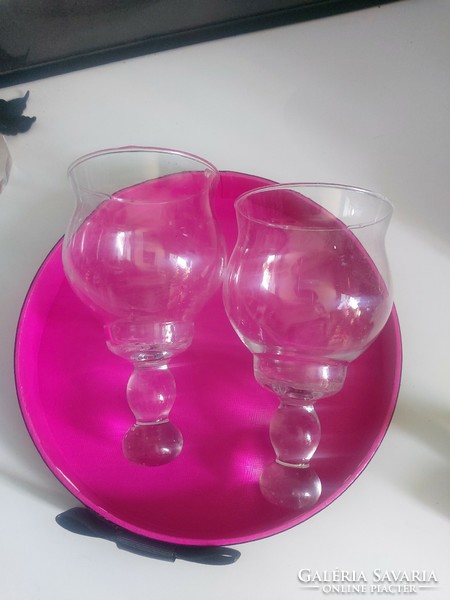 2 glass tealight holders, 16 cm