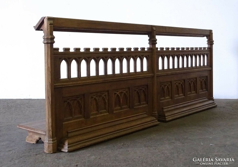 1O100 antique carved Gothic hardwood church prayer bench 226 cm