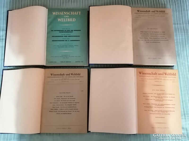 Tudomány és világnézet, antik, régi, német nyelvű könyv, album, 4 kötet,1948,1949,1951.1952