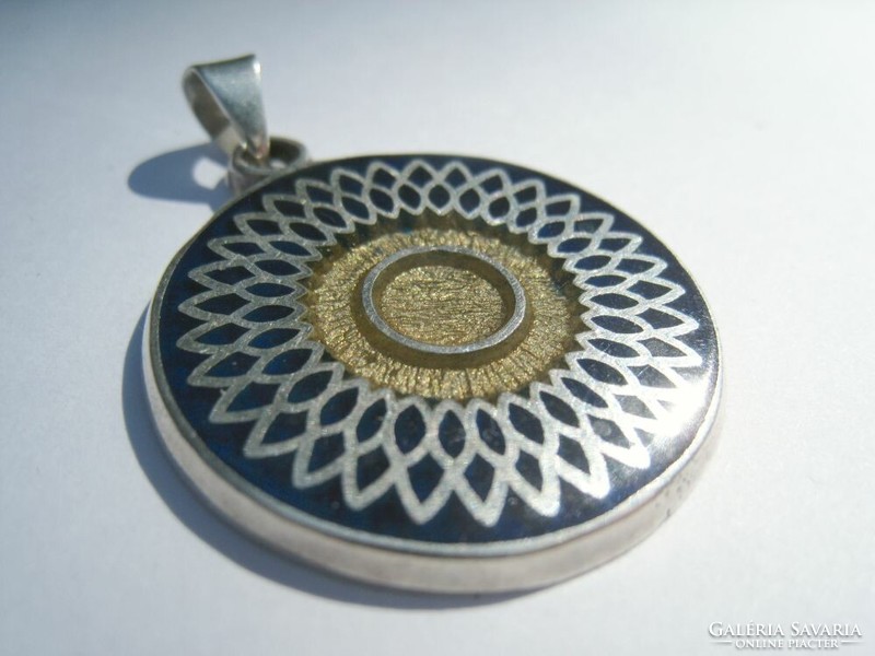 Special, rare mandala silver pendant with enamel