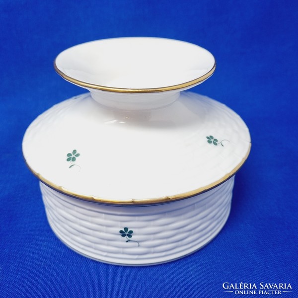 Herend small woven bonbonier with flower pattern, bowl with lid, cz