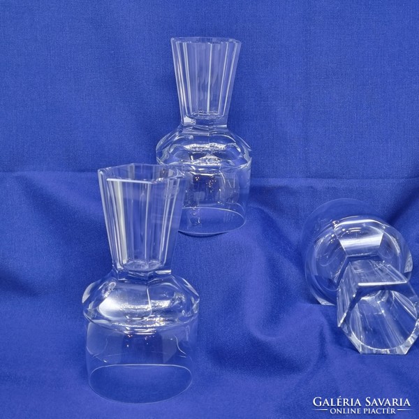 4 pieces of rare marked moser special two-sided, 2 different volume glass cups cz