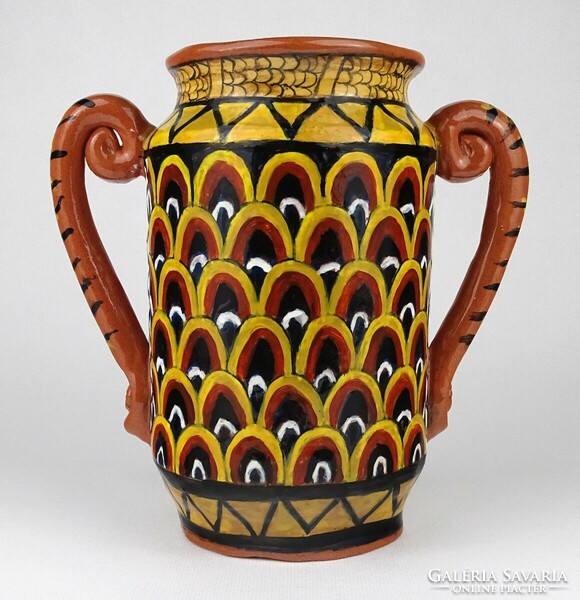 Marked 1O060 weaver kati ceramic vase with handle 19 cm