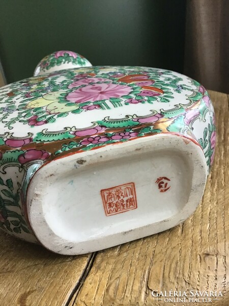Régi kínai kézzel festett porcelán kulacs, flaska