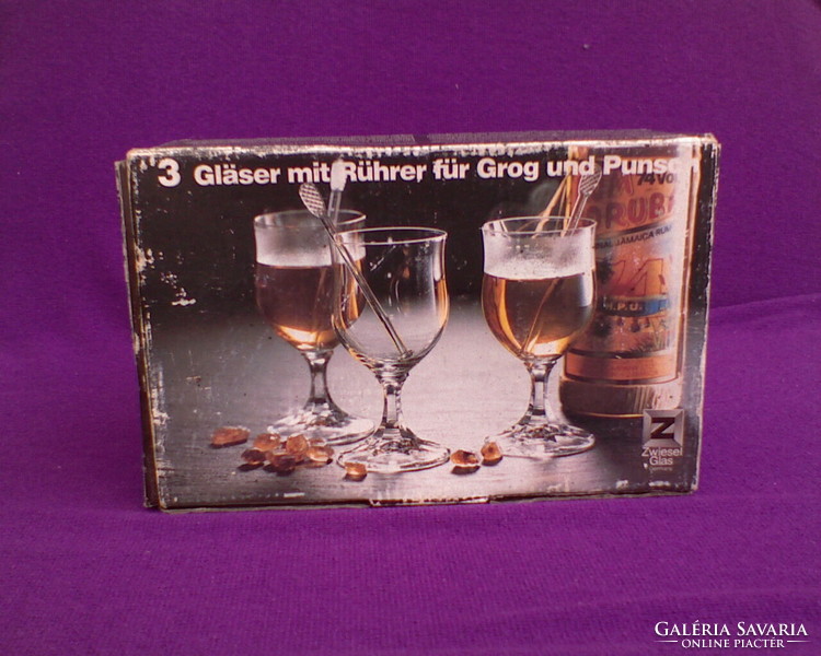 Zwiesel Glas üveg grogos vagy puncsos pohár üveg keverővel