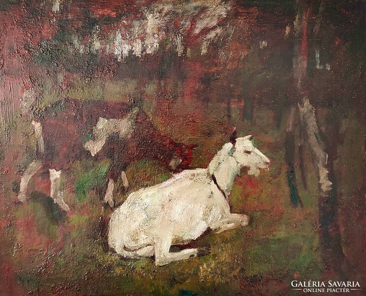 Gulyás Sándor ( 1889 - 1974 ) Pihenő kecskék
