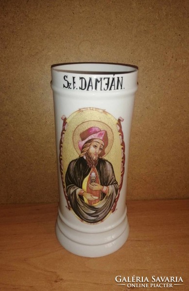 Antik orvos - patikai porcelán tartó urna pravoszláv Szent Damján  vértanúval díszítve (32/d)