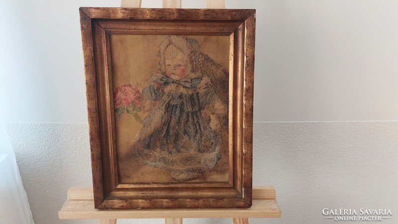 (K) antique painting. 35X44 cm with frame