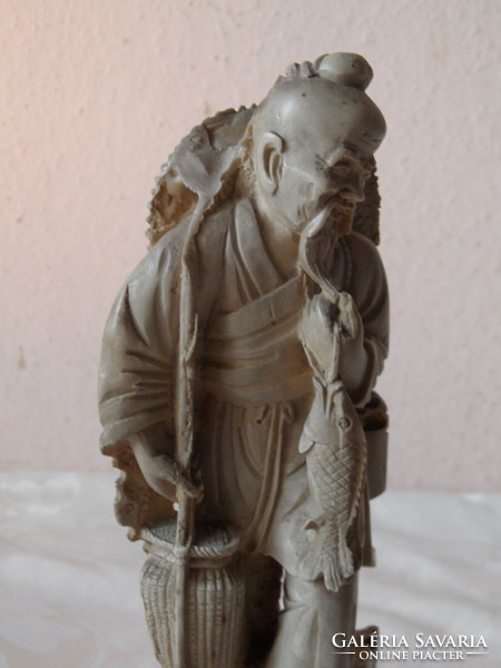Kínai zsírkő halász figura, szobor
