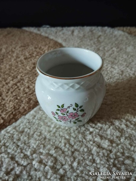 Zsolnay porcelain mini pot with pink flower pattern