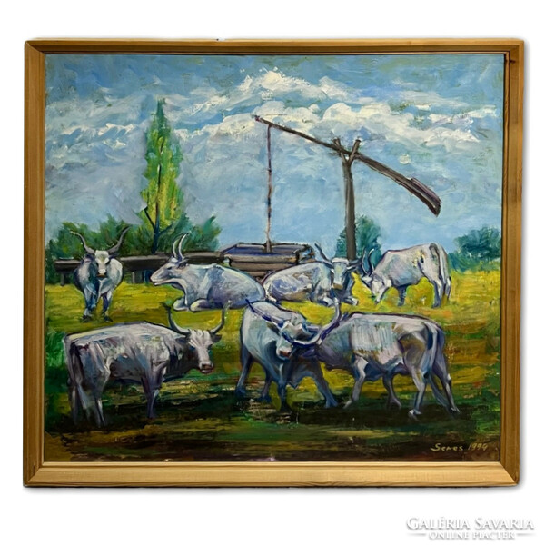 János Seres (1920-2004) herding oxen, 1994 (gallery work) /invoice provided/