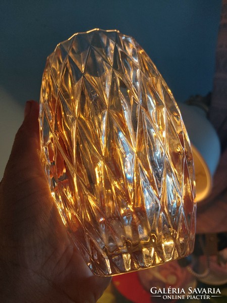 Csodaszépen csillogó, vastag üveg gyertyatartó, 13 cm 2 db egyben