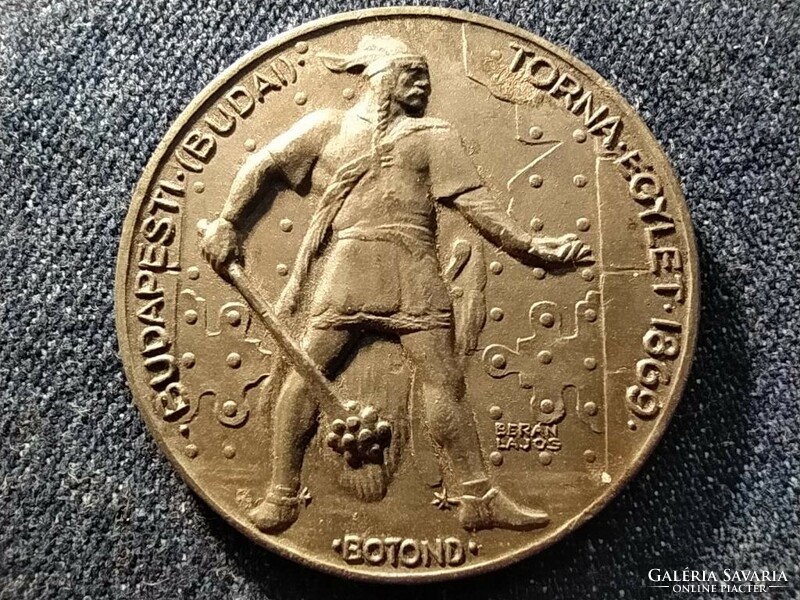 Budapesti (Budai) Torna Egylet 1869 Botond Berán Lajos 40,5mm bronz emlékérem (id79281)