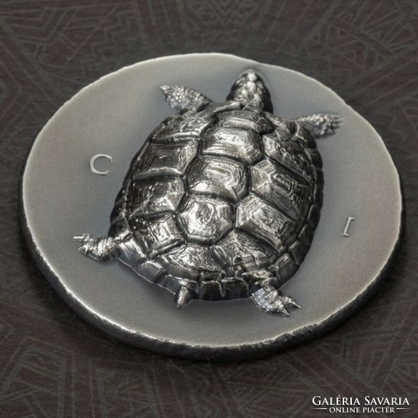 Cook-Szigetek Teknős 1 uncia antikolt ezüst pénzérme