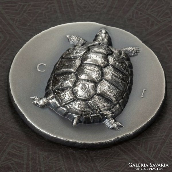 Cook Islands Turtle 1oz Antique Silver Coin