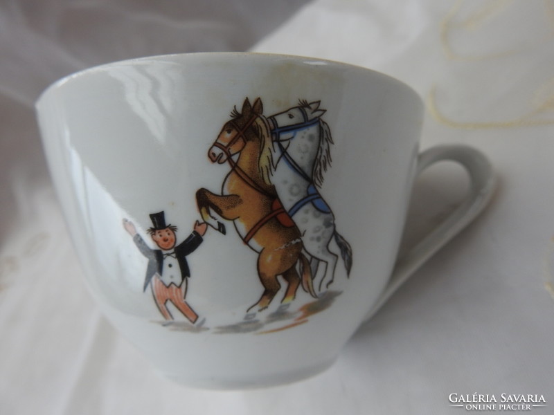 Horsebird - circus scene _ german colditz porcelain teacup