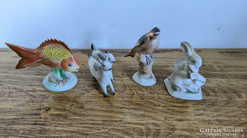 Apró állatos porcelánok (Zolnay, Hollóháza, Aquincum)