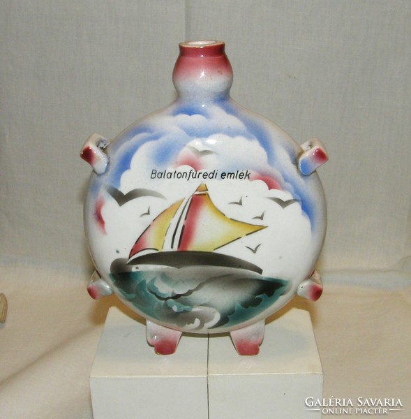 Balatonfüred memorial water bottle - Városlőd ceramics - 20 cm