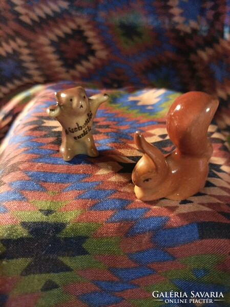 Mini hollóházi  mókus és mackó