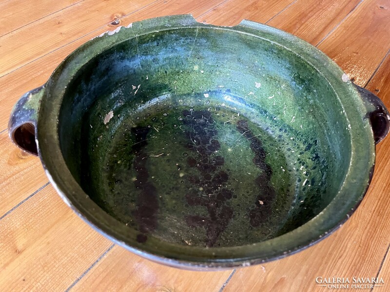 Antique glazed earthenware ceramic pot large size