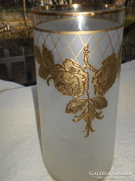Antique Bohemian Czech glass vase with plastic decoration 25.5 cm