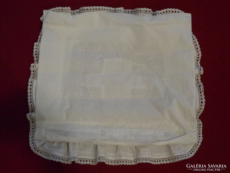 Antique monogrammed, ruffled, lace large pillow and small pillow cover