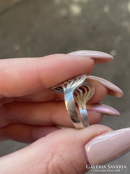 Silver ring with big waves