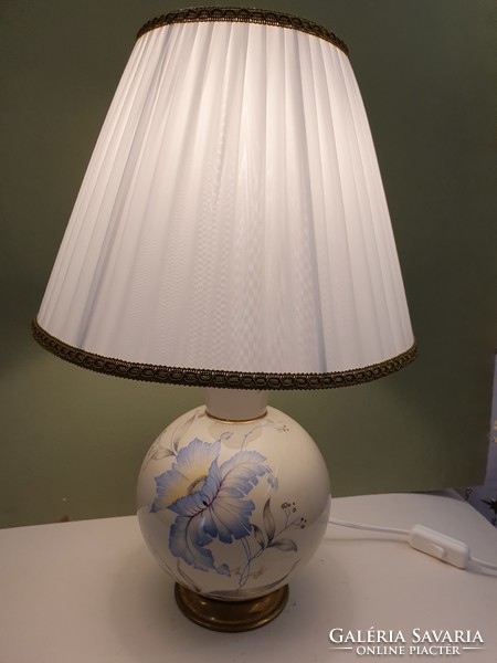 Large porcelain table lamp with a new elegant snow-white lampshade