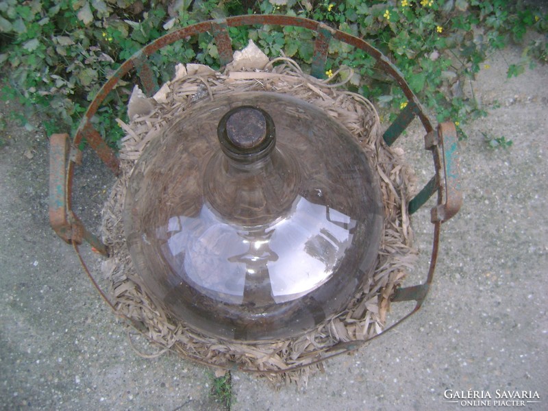 Old glass balloon in demizon metal holder - large size
