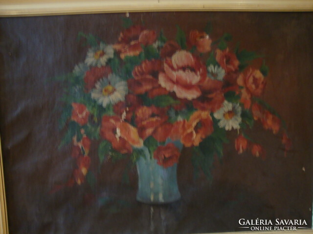 Bene S. virágcsendélet olaj-vászon festmény 81x110