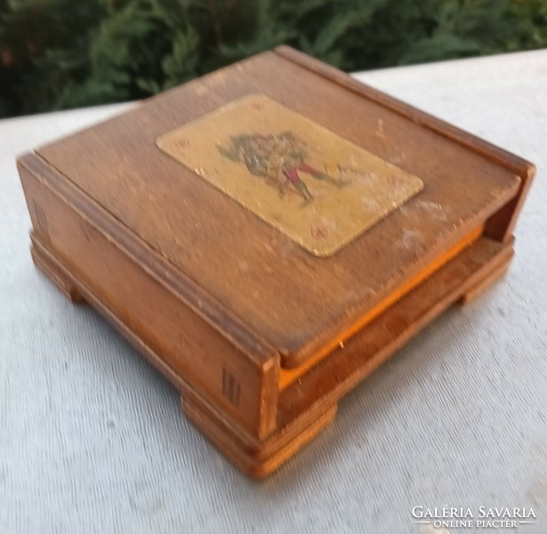 Antik fa kártyadoboz - kártya tartó  doboz 1900-as évek elejéből