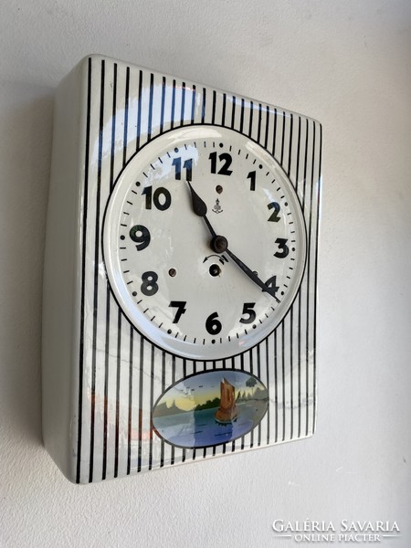 Rare gustav becker art deco ceramic wall clock