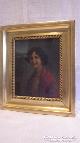 Ott Zoltán olaj-fa női portré festmény